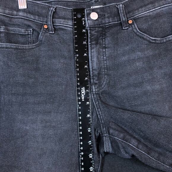 Express Womens Jeans Black Denim Mid Rise Skyscraper Stretch 10 R - Picture 8 of 13